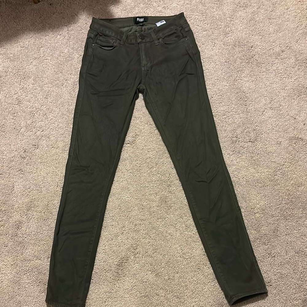 Paige Olive Green Skinny Jeans